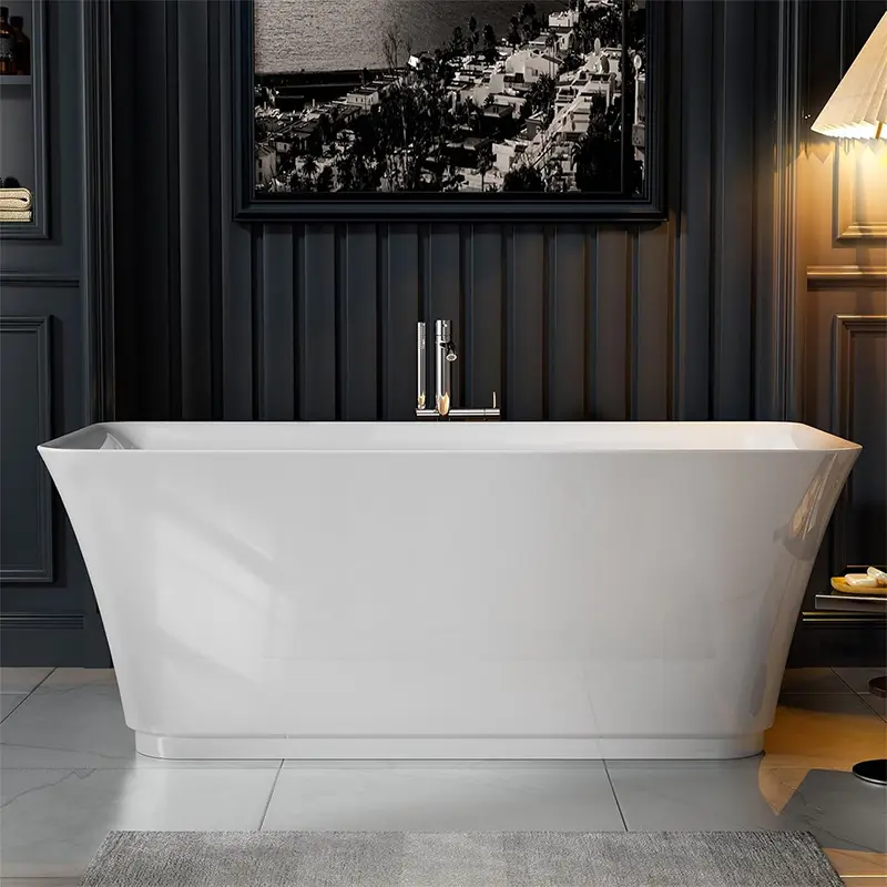 Acrylic Rectangle White Soaking Freestanding Bathtub